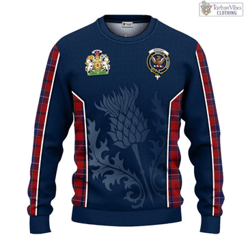 Wishart Dress Tartan Knitted Sweatshirt with Family Crest and Scottish Thistle Vibes Sport Style