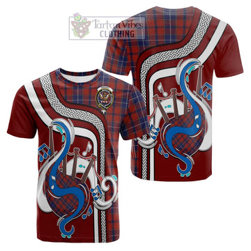 Wishart Tartan Cotton T-shirt with Epic Bagpipe Style