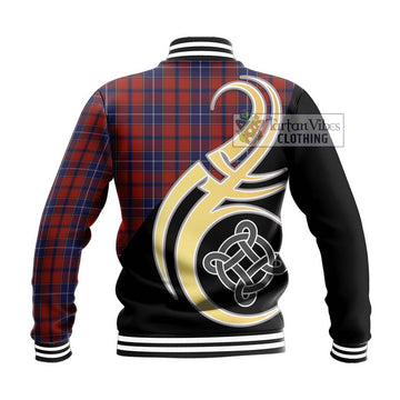 Wishart Dress Tartan Baseball Jacket with Family Crest and Celtic Symbol Style
