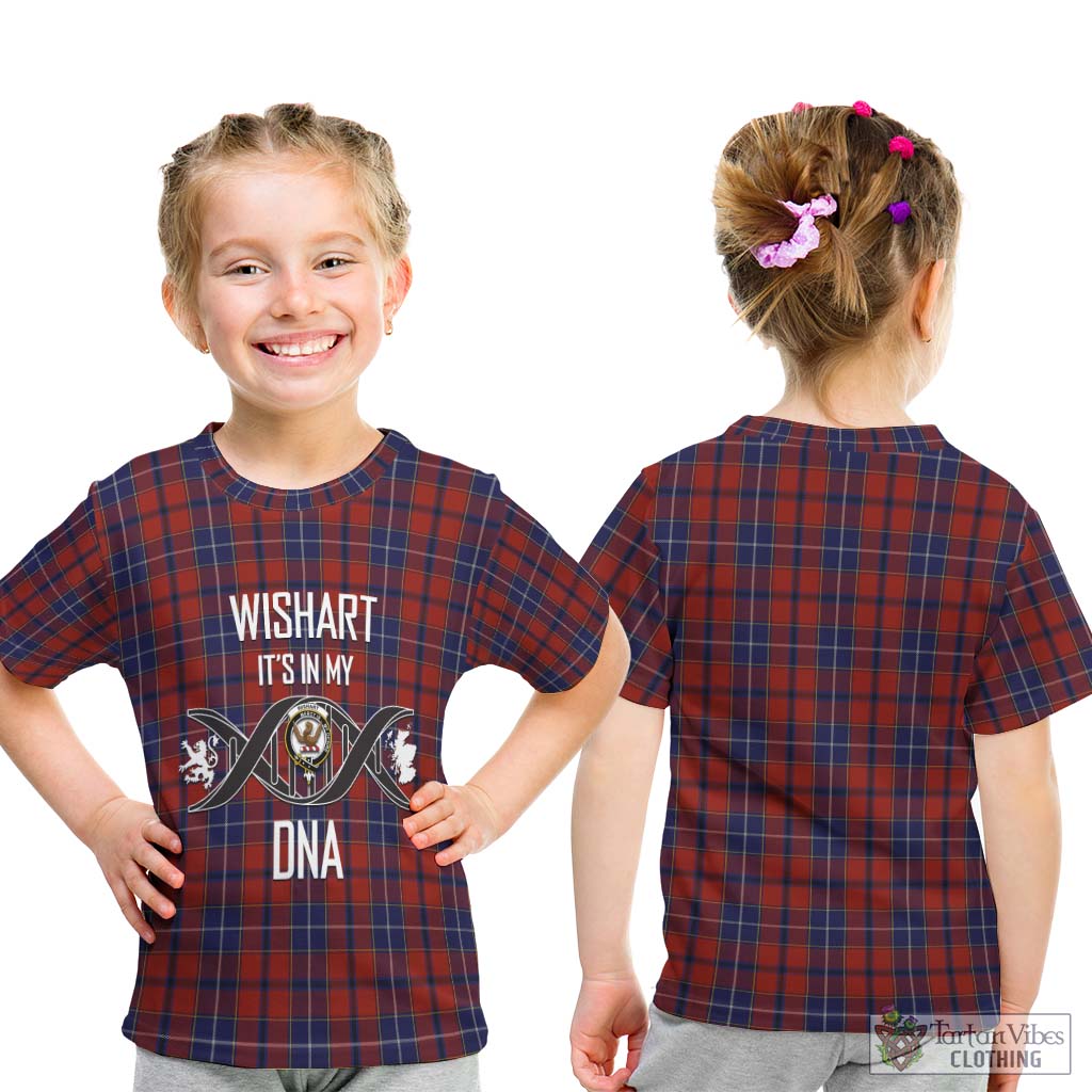 Tartan Vibes Clothing Wishart Dress Tartan Kid T-Shirt with Family Crest DNA In Me Style