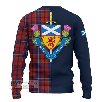 Wishart Tartan Knitted Sweater with Scottish Lion Royal Arm Half Style