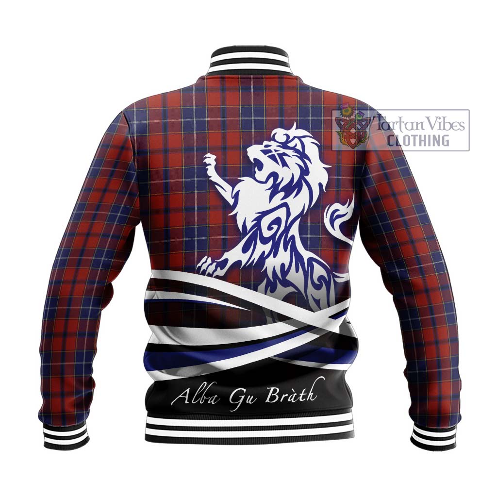 Tartan Vibes Clothing Wishart Dress Tartan Baseball Jacket with Alba Gu Brath Regal Lion Emblem