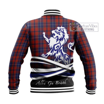 Wishart Tartan Baseball Jacket with Alba Gu Brath Regal Lion Emblem