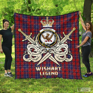 Wishart Tartan Quilt with Clan Crest and the Golden Sword of Courageous Legacy