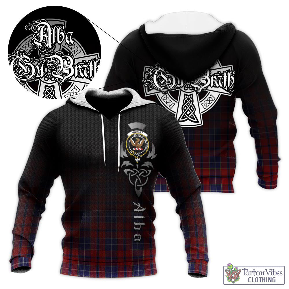 Tartan Vibes Clothing Wishart Dress Tartan Knitted Hoodie Featuring Alba Gu Brath Family Crest Celtic Inspired