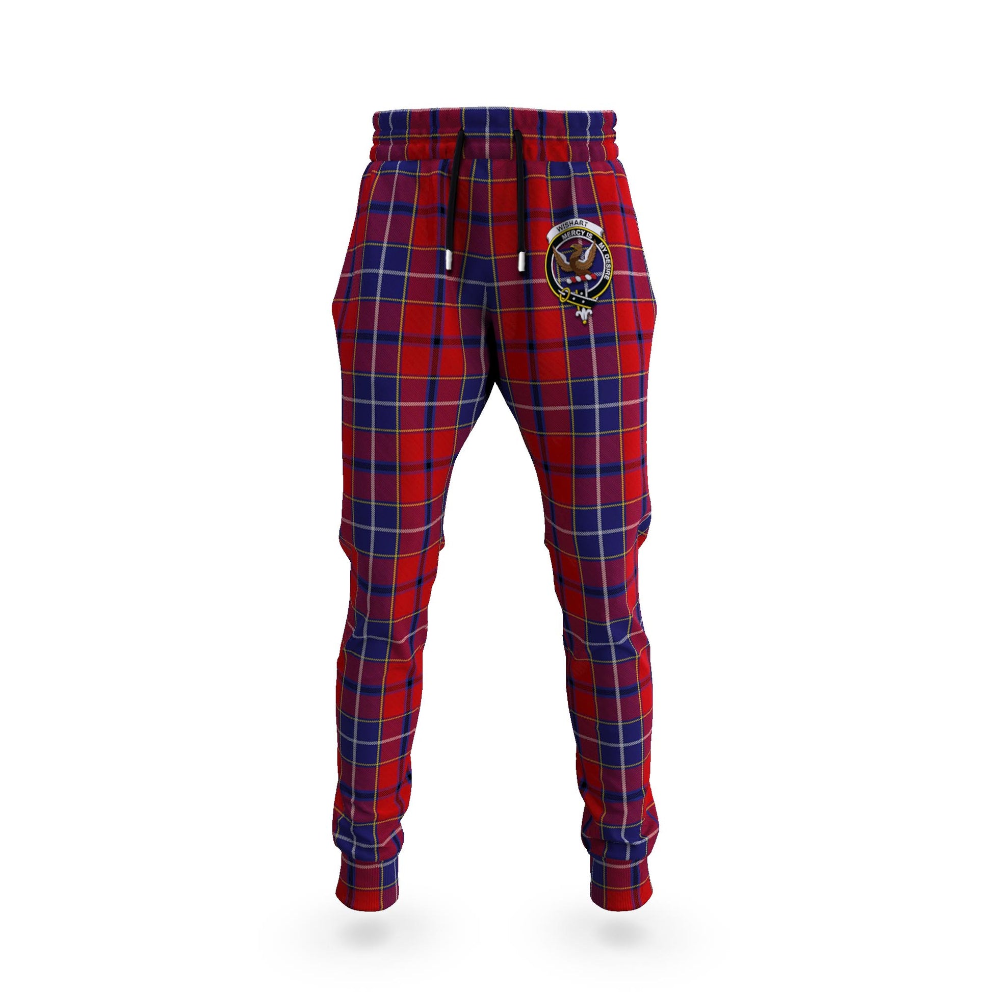 Wishart Tartan Joggers Pants with Family Crest 5XL - Tartan Vibes Clothing