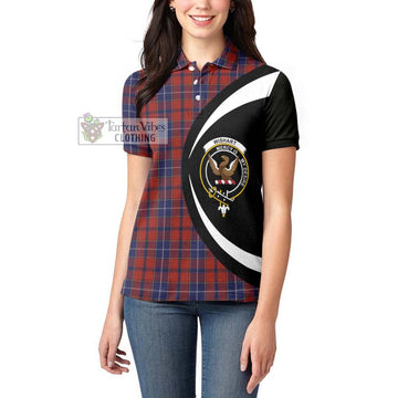 Wishart Dress Tartan Women's Polo Shirt with Family Crest Circle Style