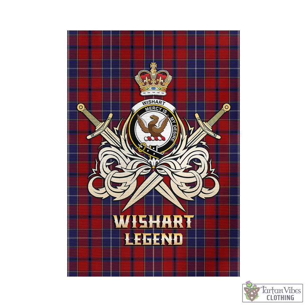 Tartan Vibes Clothing Wishart Dress Tartan Flag with Clan Crest and the Golden Sword of Courageous Legacy