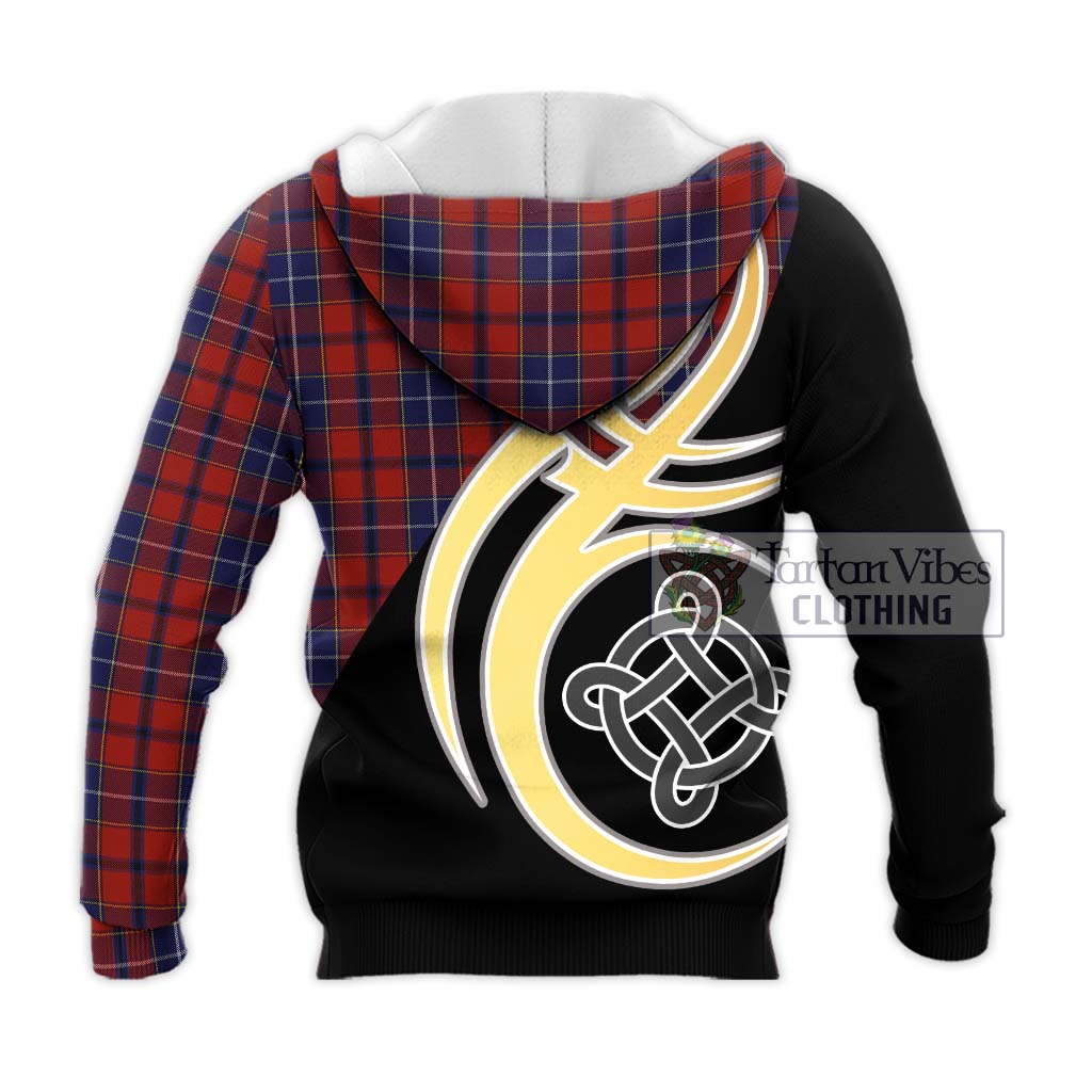 Tartan Vibes Clothing Wishart Dress Tartan Knitted Hoodie with Family Crest and Celtic Symbol Style