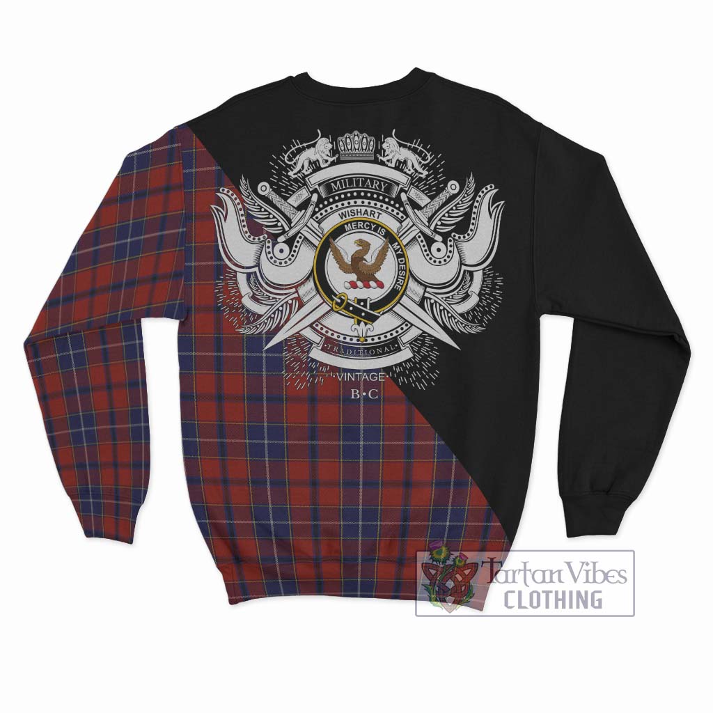 Tartan Vibes Clothing Wishart Dress Tartan Sweatshirt with Family Crest and Military Logo Style