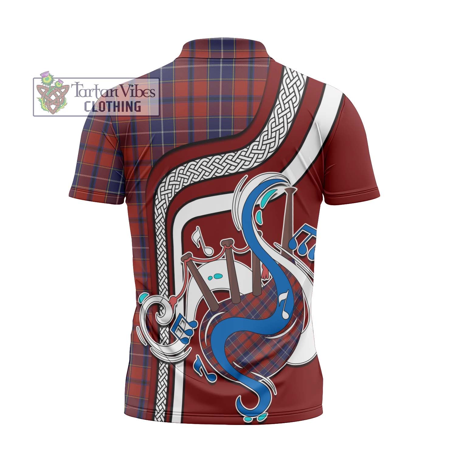 Tartan Vibes Clothing Wishart Dress Tartan Zipper Polo Shirt with Epic Bagpipe Style