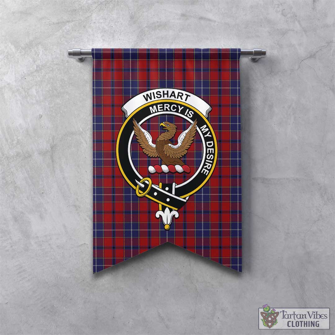 Tartan Vibes Clothing Wishart Dress Tartan Gonfalon, Tartan Banner with Family Crest