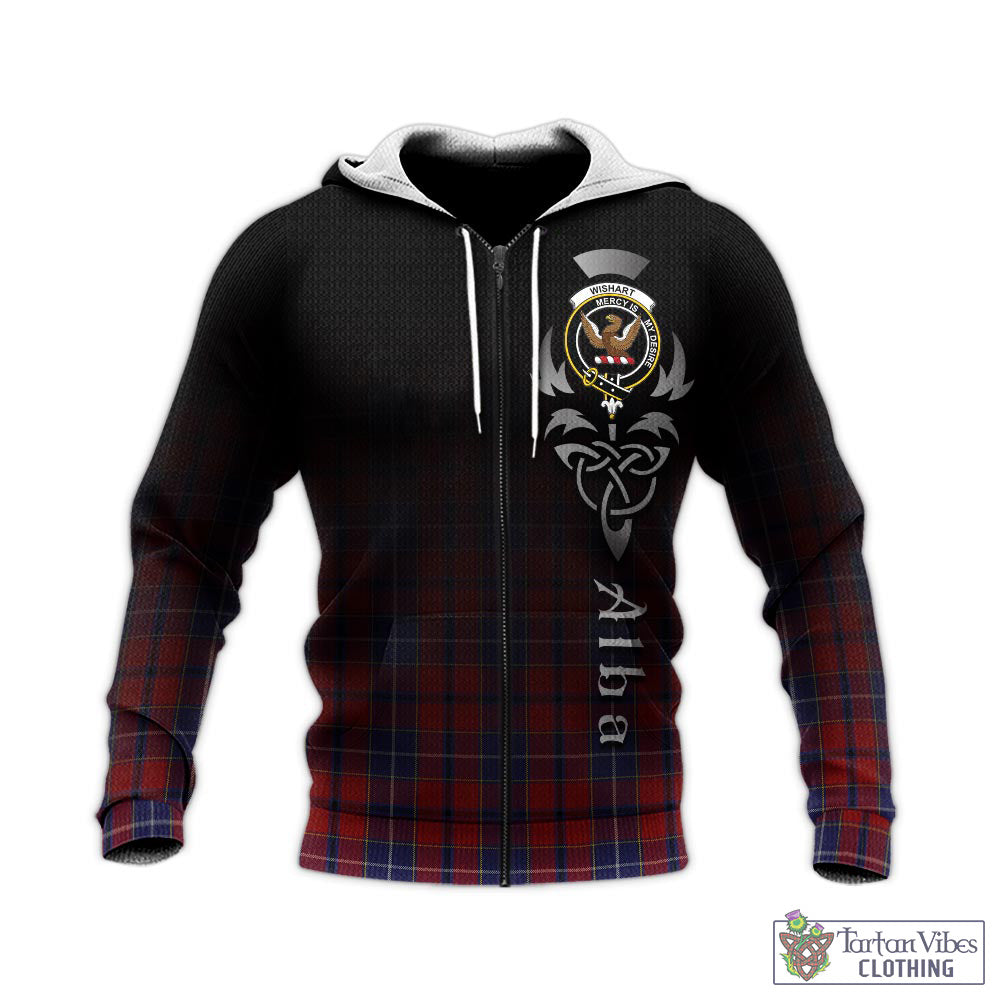 Tartan Vibes Clothing Wishart Dress Tartan Knitted Hoodie Featuring Alba Gu Brath Family Crest Celtic Inspired