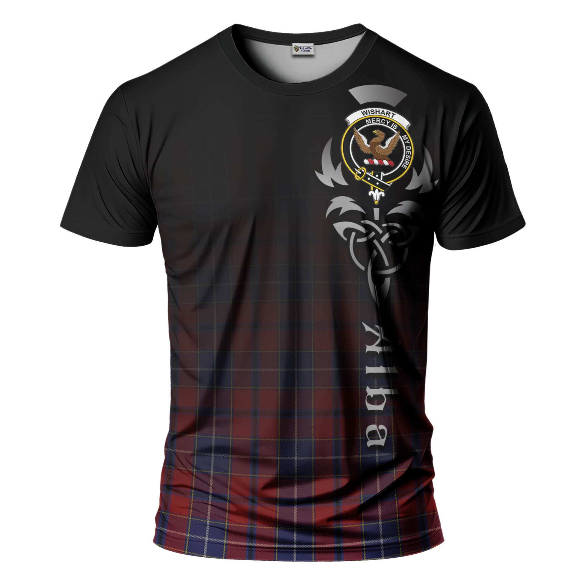 Tartan Vibes Clothing Wishart Dress Tartan T-Shirt Featuring Alba Gu Brath Family Crest Celtic Inspired