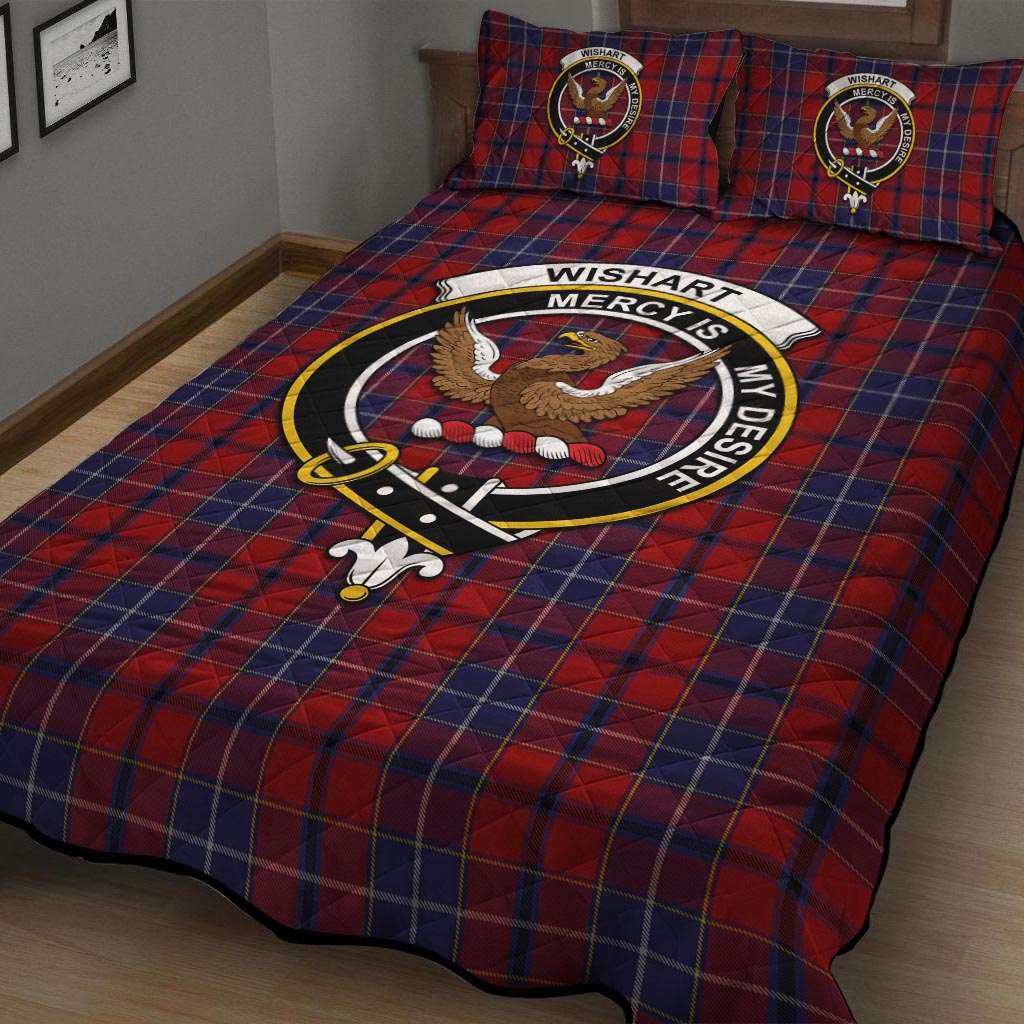 Wishart Dress Tartan Quilt Bed Set with Family Crest