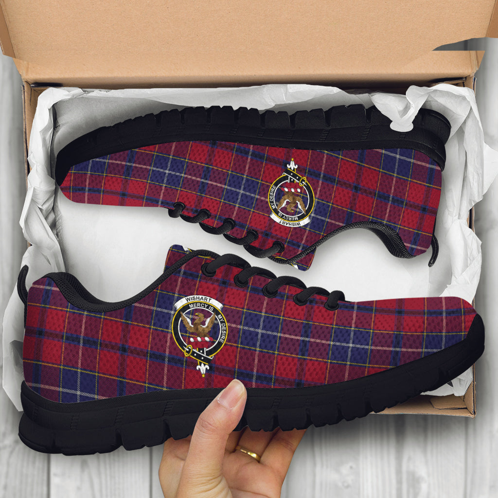 Wishart Tartan Sneakers with Family Crest - Tartan Vibes Clothing