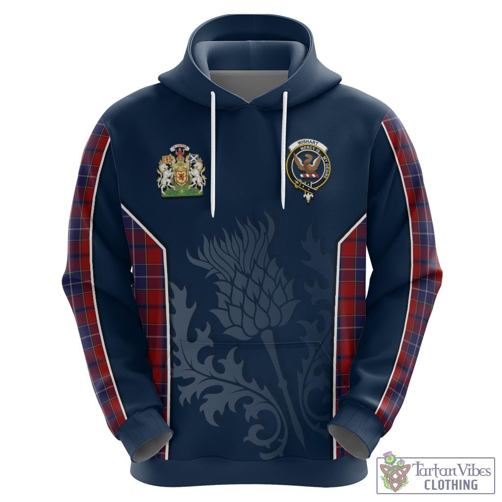 Tartan Vibes Clothing Wishart Dress Tartan Hoodie with Family Crest and Scottish Thistle Vibes Sport Style