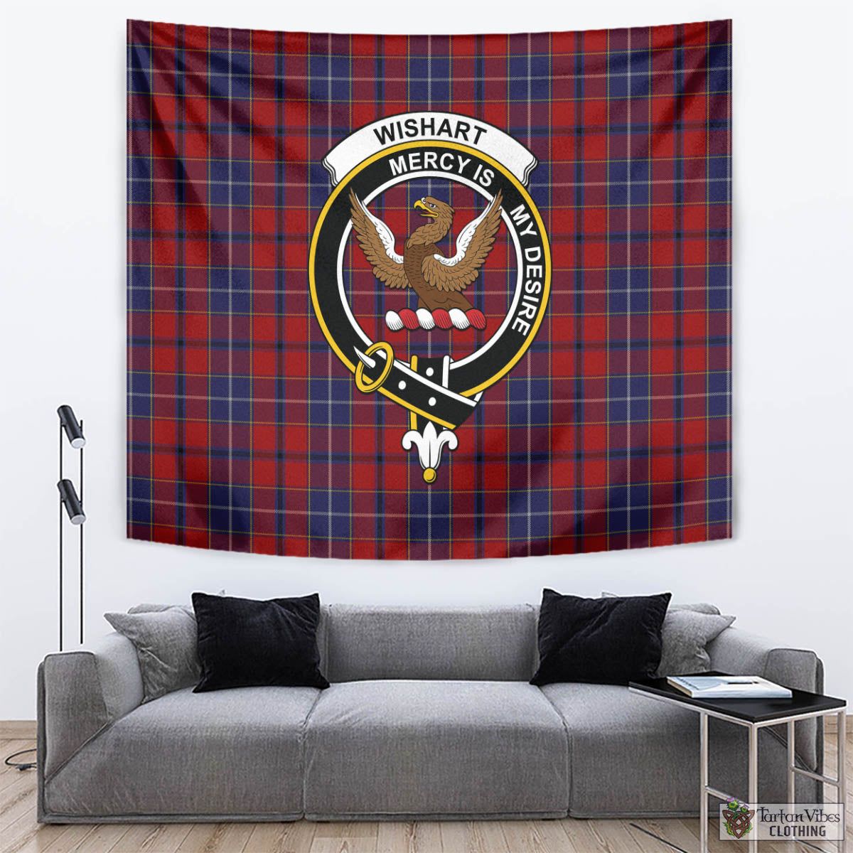 Tartan Vibes Clothing Wishart Dress Tartan Tapestry Wall Hanging and Home Decor for Room with Family Crest