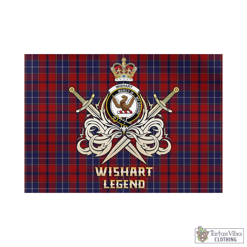 Tartan Vibes Clothing Wishart Dress Tartan Flag with Clan Crest and the Golden Sword of Courageous Legacy