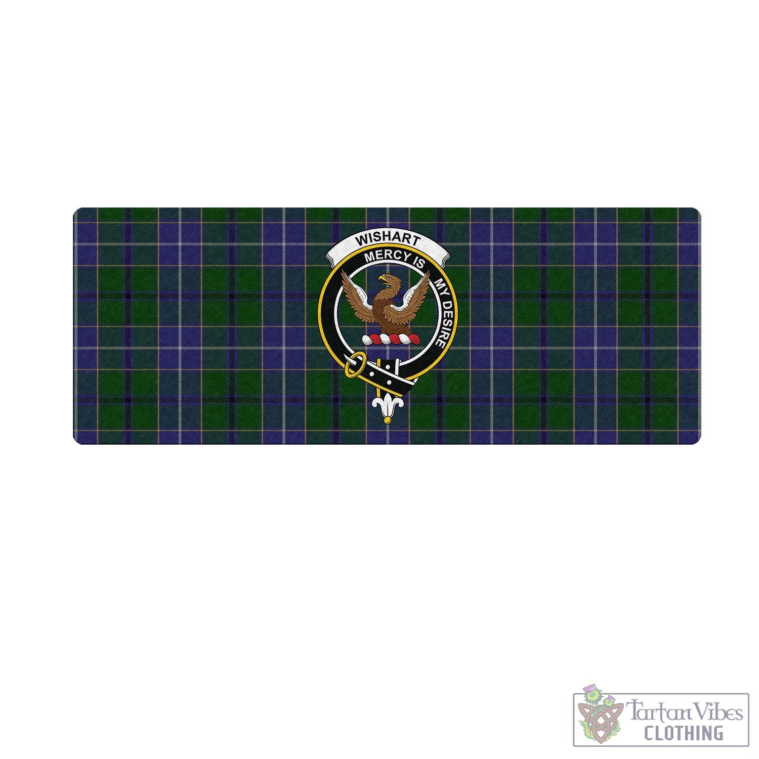 Tartan Vibes Clothing Wishart Hunting Tartan Mouse Pad with Family Crest