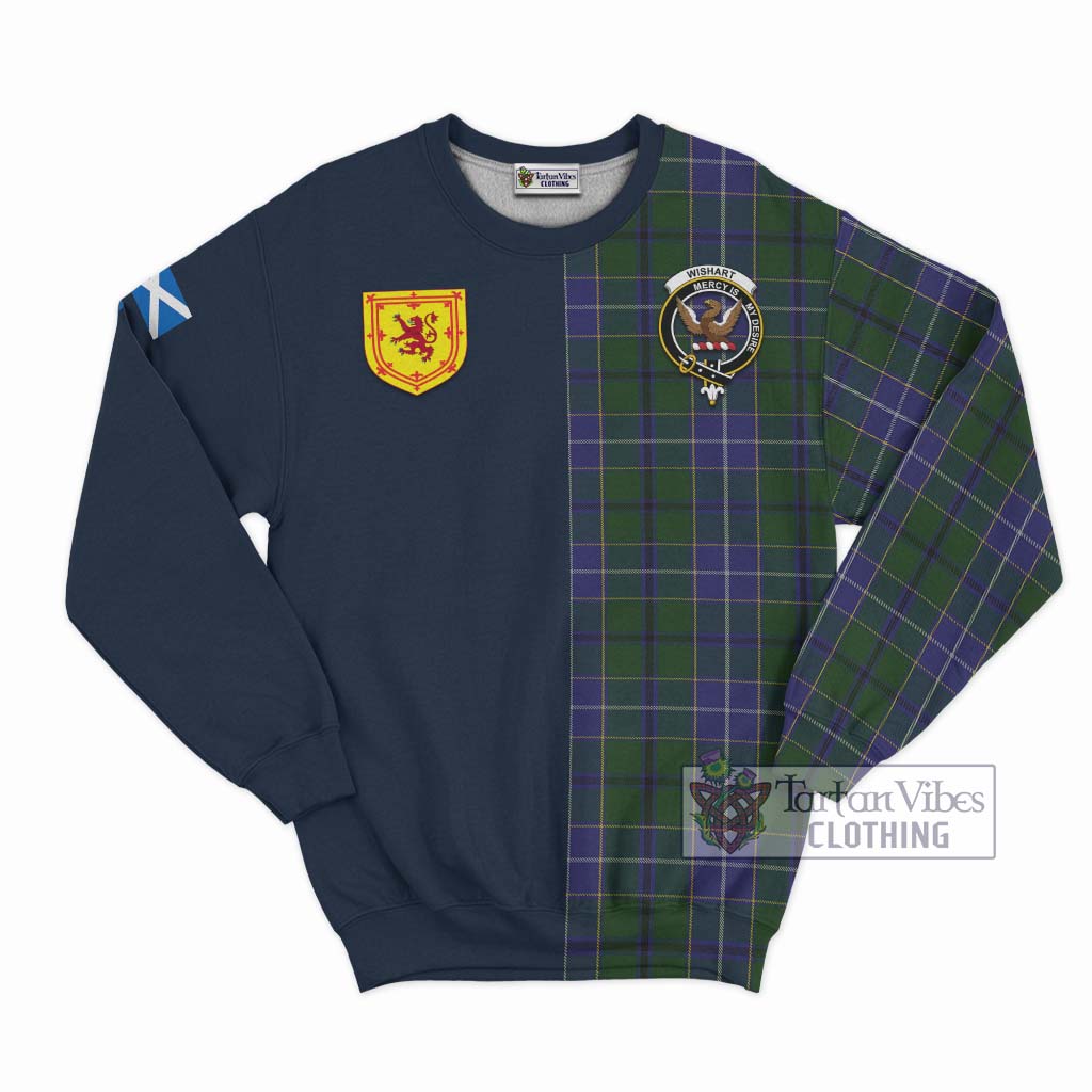 Tartan Vibes Clothing Wishart Hunting Tartan Sweatshirt with Scottish Lion Royal Arm Half Style