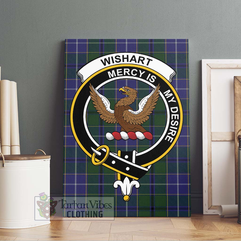 Tartan Vibes Clothing Wishart Hunting Tartan Canvas Print Wall Art with Family Crest