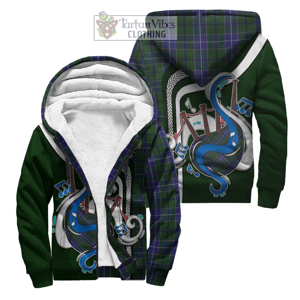 Tartan Vibes Clothing Wishart Hunting Tartan Sherpa Hoodie with Epic Bagpipe Style