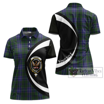 Wishart Hunting Tartan Women's Polo Shirt with Family Crest Circle Style