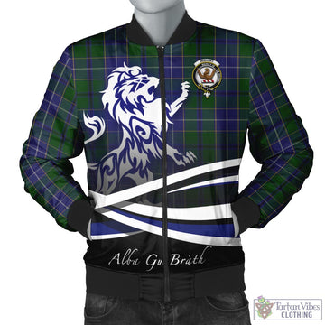 Wishart Hunting Tartan Bomber Jacket with Alba Gu Brath Regal Lion Emblem