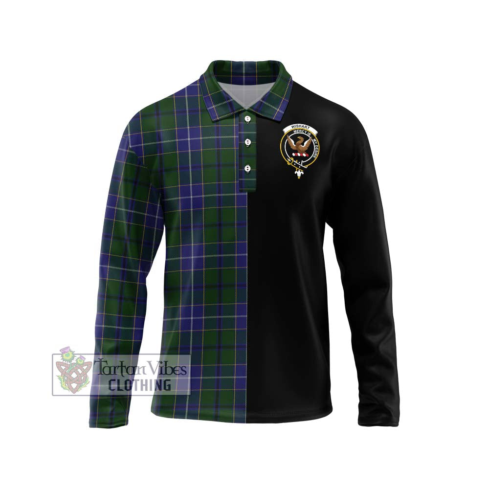 Tartan Vibes Clothing Wishart Hunting Tartan Long Sleeve Polo Shirt with Family Crest and Half Of Me Style