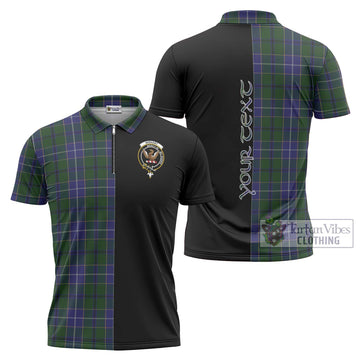 Wishart Hunting Tartan Zipper Polo Shirt with Family Crest and Half Of Me Style