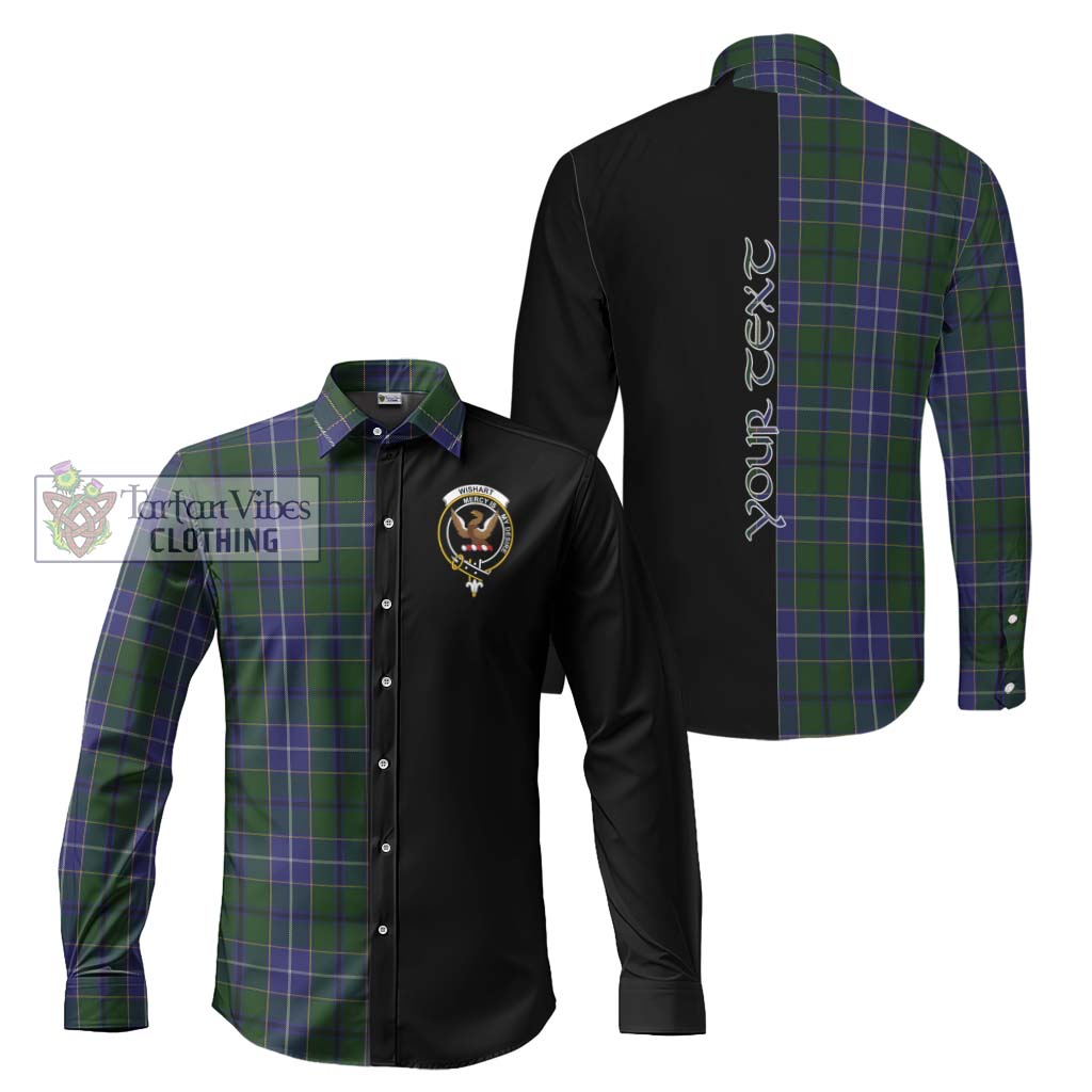 Tartan Vibes Clothing Wishart Hunting Tartan Long Sleeve Button Shirt with Family Crest and Half Of Me Style