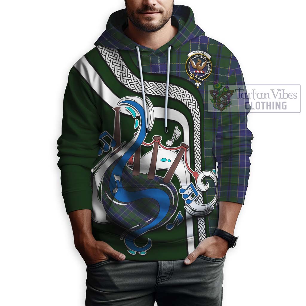 Tartan Vibes Clothing Wishart Hunting Tartan Hoodie with Epic Bagpipe Style