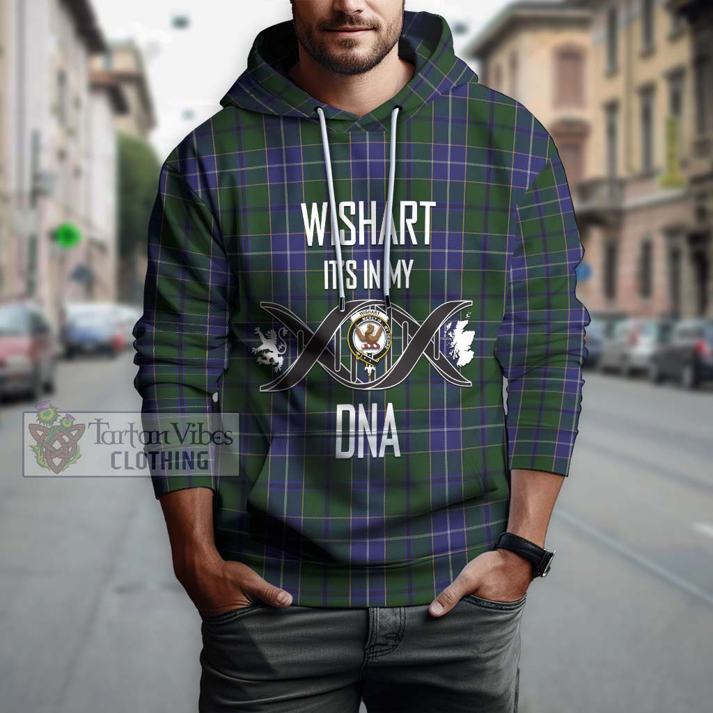 Tartan Vibes Clothing Wishart Hunting Tartan Hoodie with Family Crest DNA In Me Style