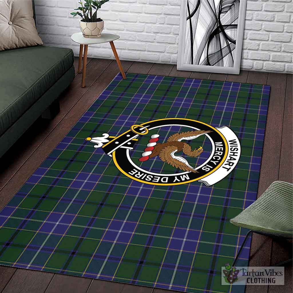 Tartan Vibes Clothing Wishart Hunting Tartan Area Rug with Family Crest