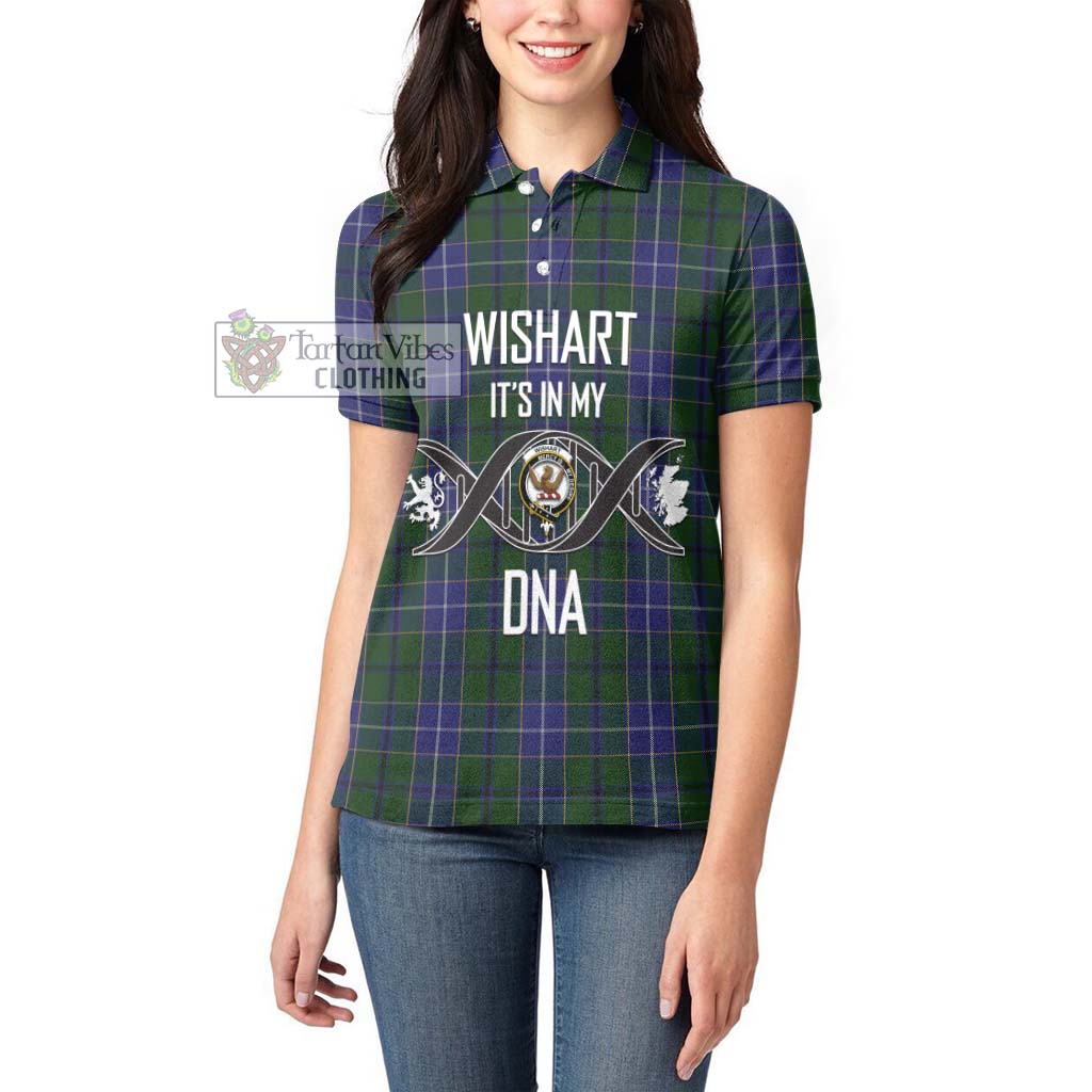 Tartan Vibes Clothing Wishart Hunting Tartan Women's Polo Shirt with Family Crest DNA In Me Style