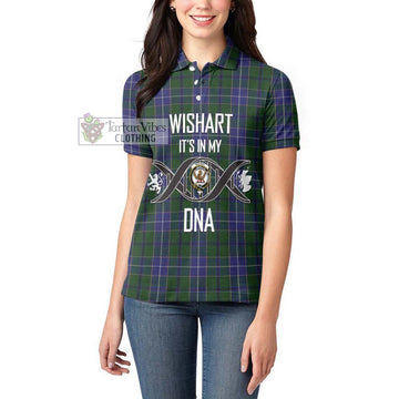 Wishart Hunting Tartan Women's Polo Shirt with Family Crest DNA In Me Style