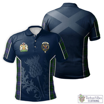 Wishart Hunting Tartan Men's Polo Shirt with Family Crest and Scottish Thistle Vibes Sport Style