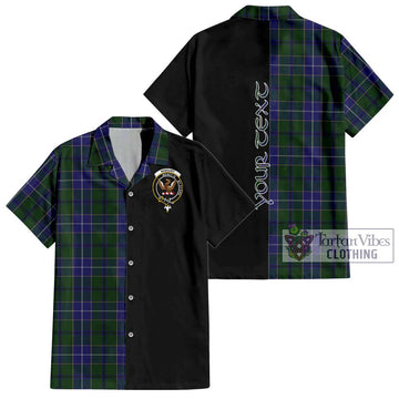 Wishart Hunting Tartan Short Sleeve Button Shirt with Family Crest and Half Of Me Style