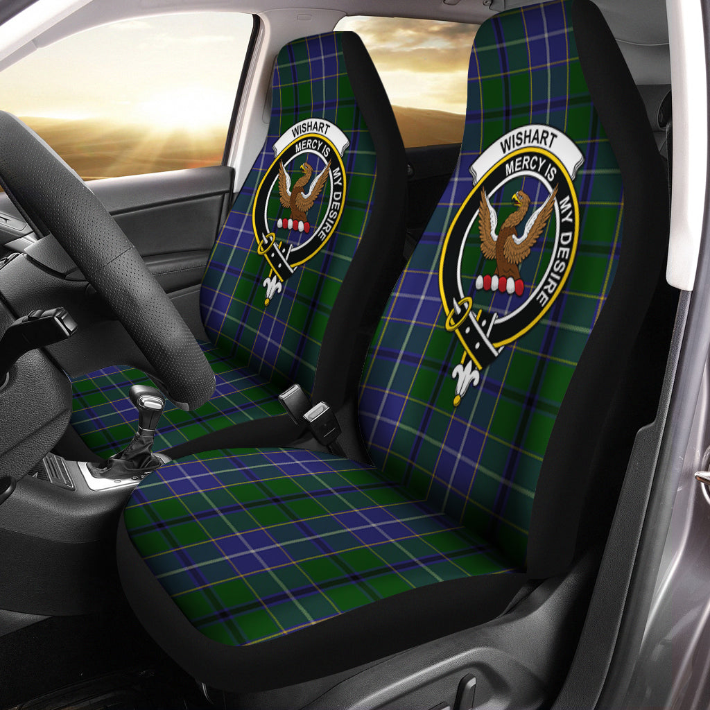 Wishart Hunting Tartan Car Seat Cover with Family Crest One Size - Tartanvibesclothing