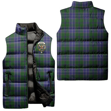 Wishart Hunting Tartan Sleeveless Puffer Jacket with Family Crest