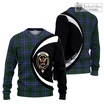 Wishart Hunting Tartan Knitted Sweater with Family Crest Circle Style