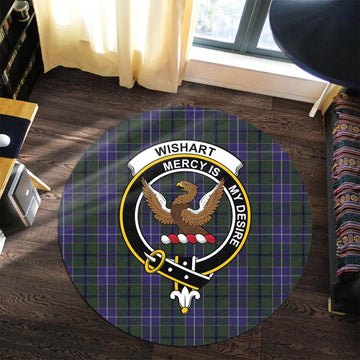 Wishart Hunting Tartan Round Rug with Family Crest