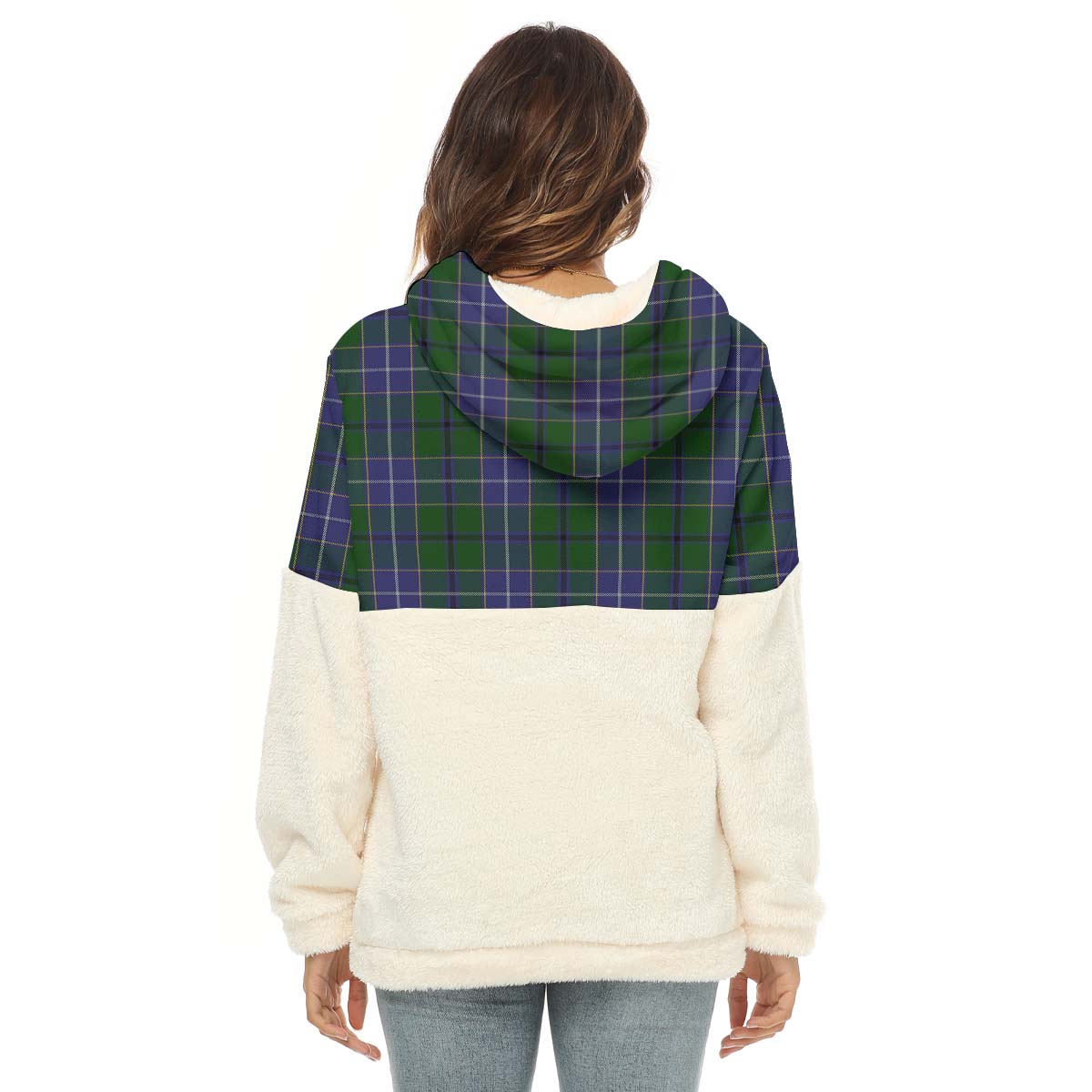 Wishart Hunting Tartan Women's Borg Fleece Hoodie With Half Zip - Tartan Vibes Clothing