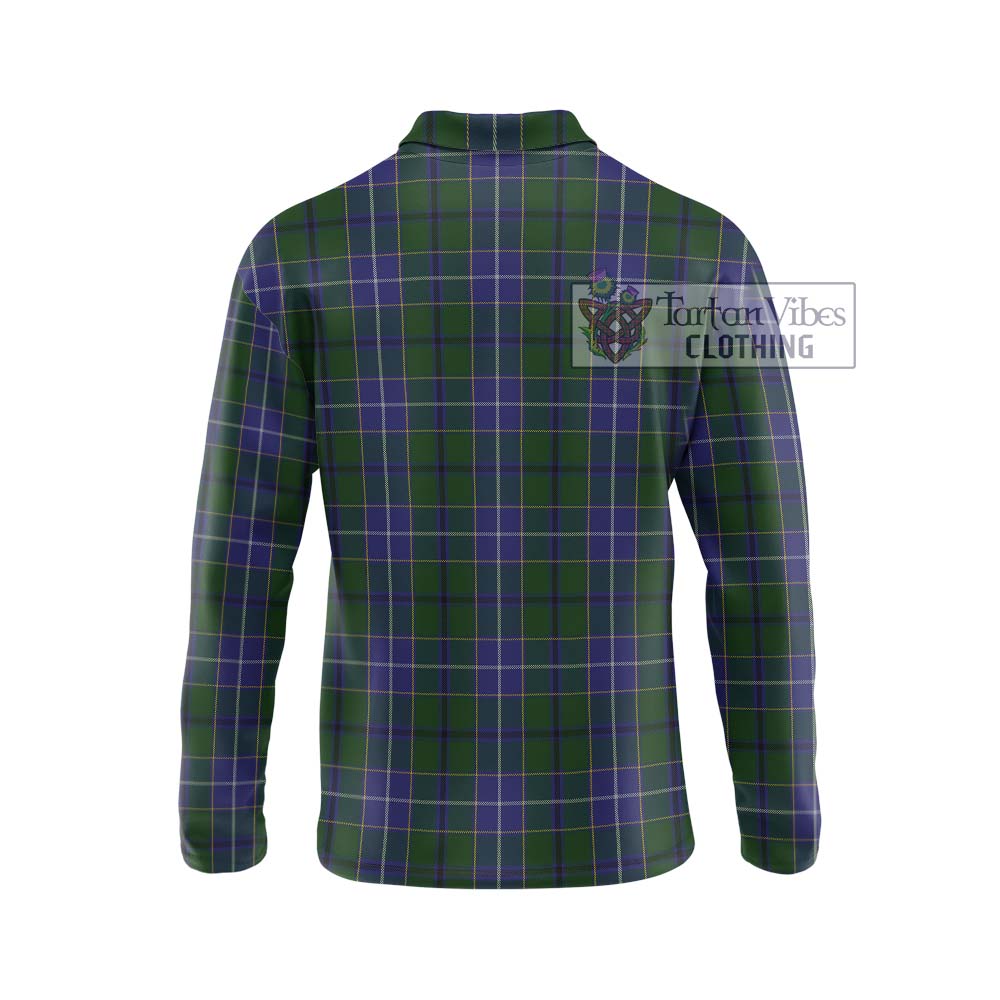 Tartan Vibes Clothing Wishart Hunting Tartan Long Sleeve Polo Shirt with Family Crest DNA In Me Style