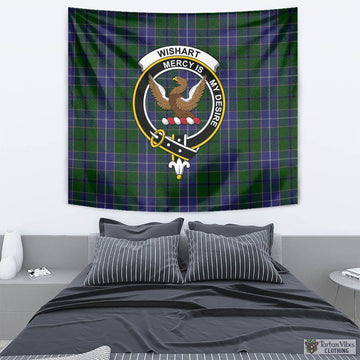 Wishart Hunting Tartan Tapestry Wall Hanging and Home Decor for Room with Family Crest