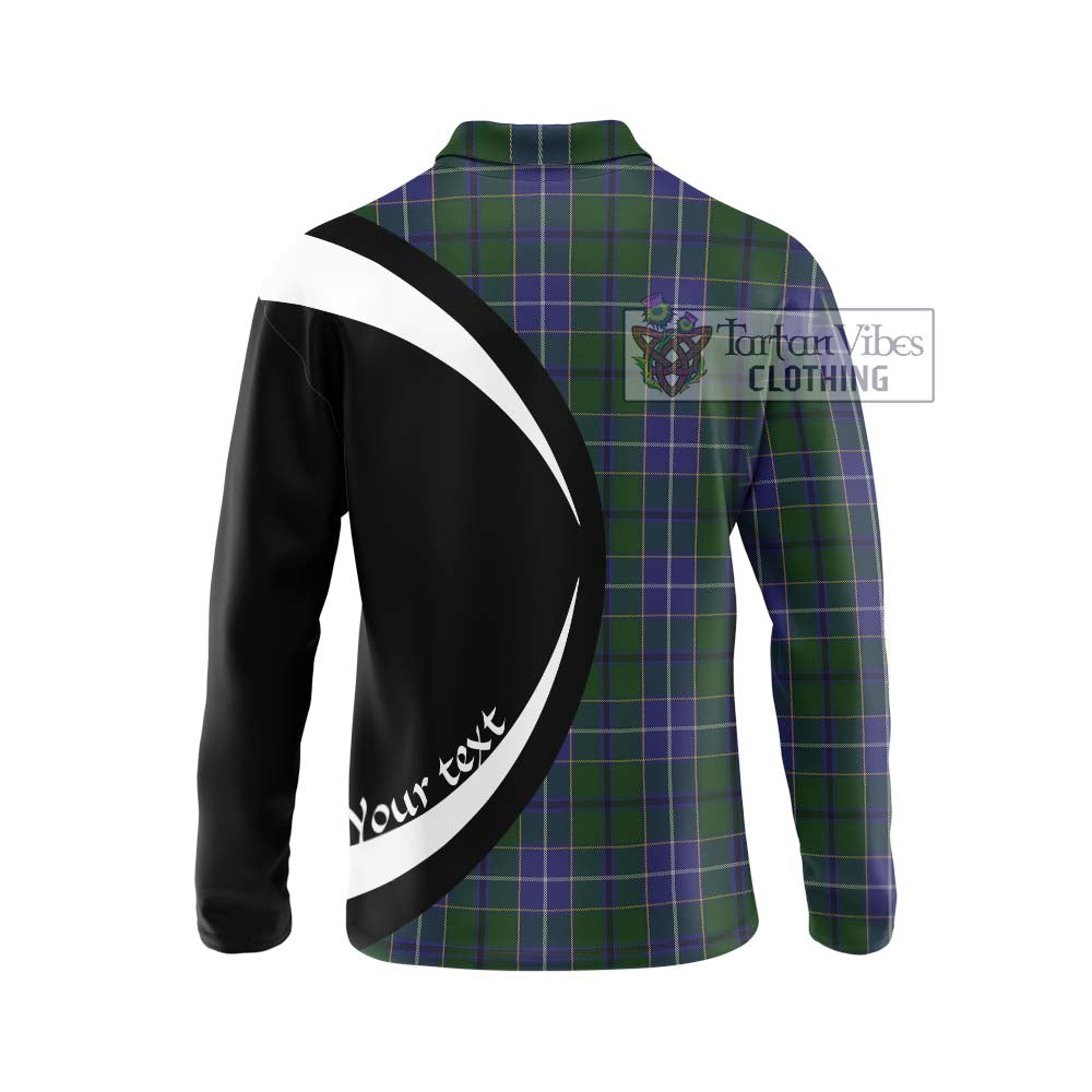 Wishart Hunting Tartan Long Sleeve Polo Shirt with Family Crest Circle Style - Tartan Vibes Clothing