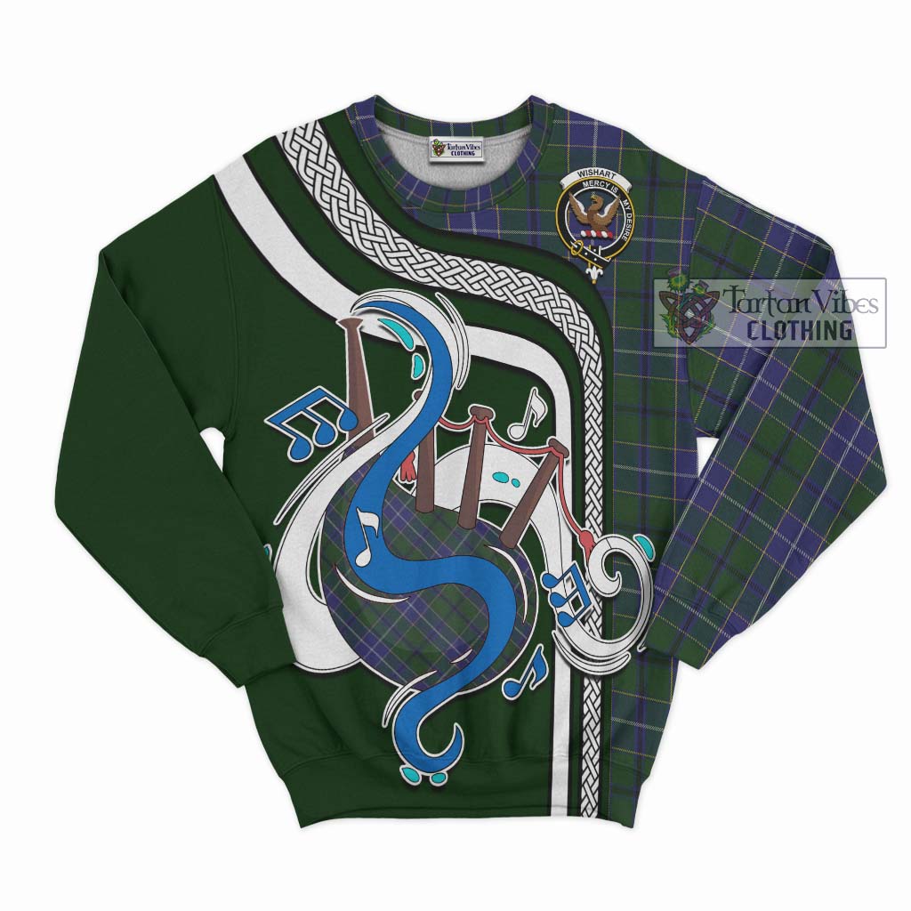 Tartan Vibes Clothing Wishart Hunting Tartan Sweatshirt with Epic Bagpipe Style