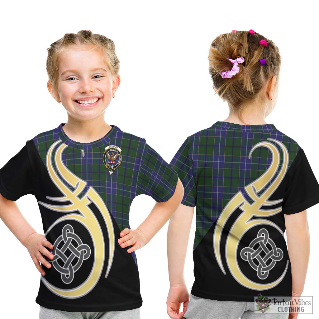 Wishart Hunting Tartan Kid T-Shirt with Family Crest and Celtic Symbol Style - Tartan Vibes Clothing