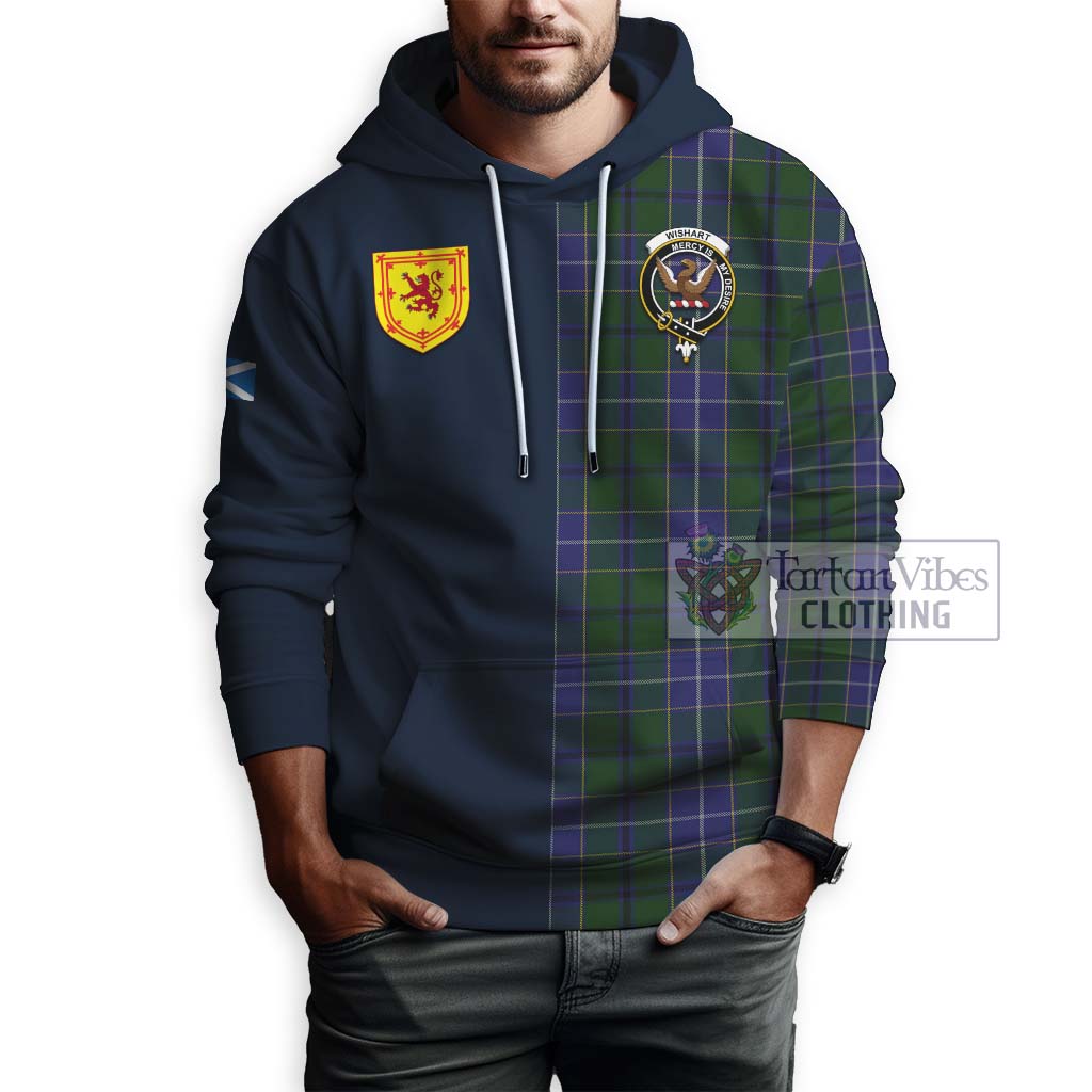 Tartan Vibes Clothing Wishart Hunting Tartan Hoodie with Scottish Lion Royal Arm Half Style